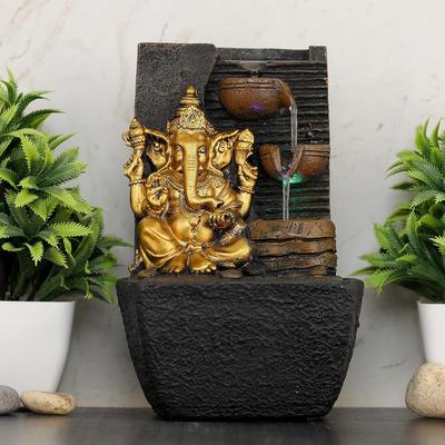 Polyresin Table Top Indoor Outdoor Water Fall Fountain with LED Lights Home Decor Decoration Gift Gifting Item