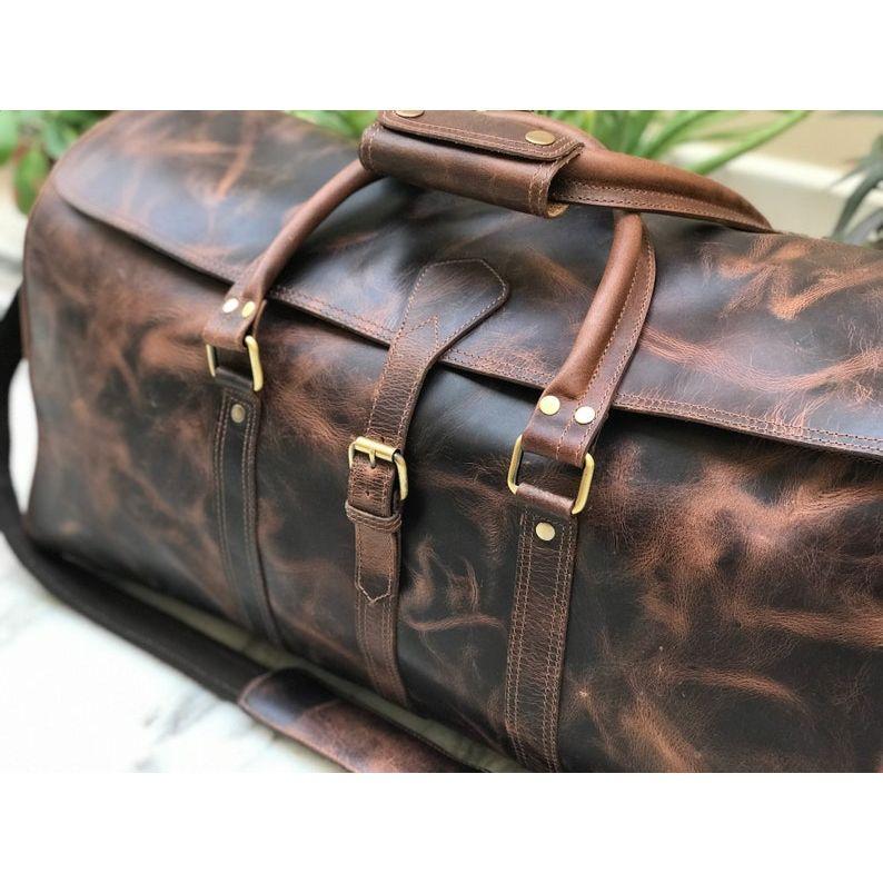 Ręcznie robiona torba podróżna Hunter Brown Leather Weekender - idealny prezent dla niego i dla niej