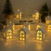 2M 10LED Christmas Wooden House LED Fairy Light String Home Hanging Garland Xmas Tree Ornaments Decoration Lamp 2026 New Year