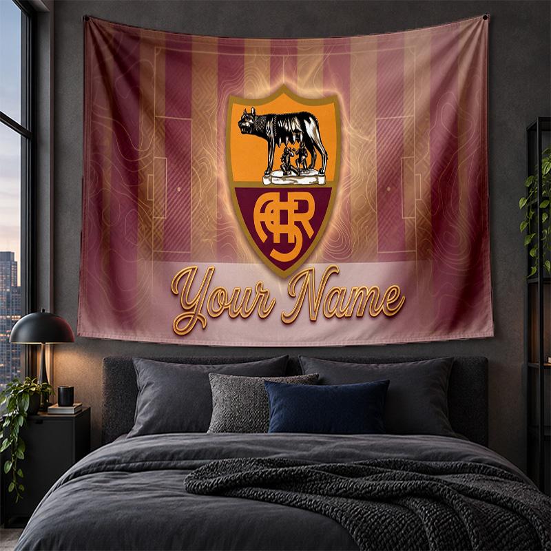 Arazzo Personalizzato da Appendere alla Parete Tessuto Artistico Sfondo con Motivo AS Roma FC