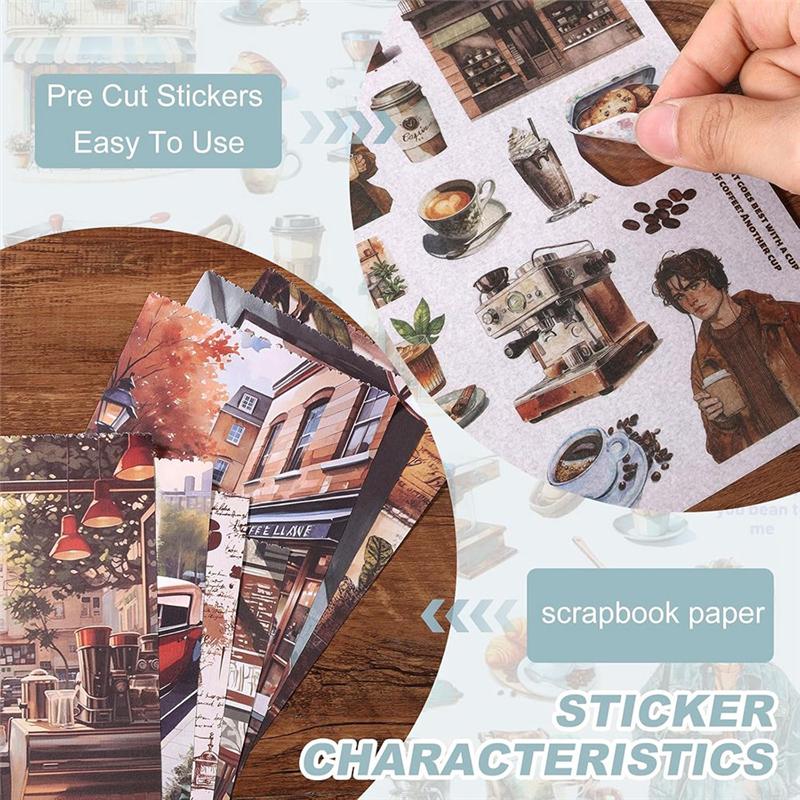AB66-Наклейки для скрапбукинга - 500 готовых васи-стикеров и 20 листов для скрапбукинга для ведения дневника, принадлежности для скрапбукинга