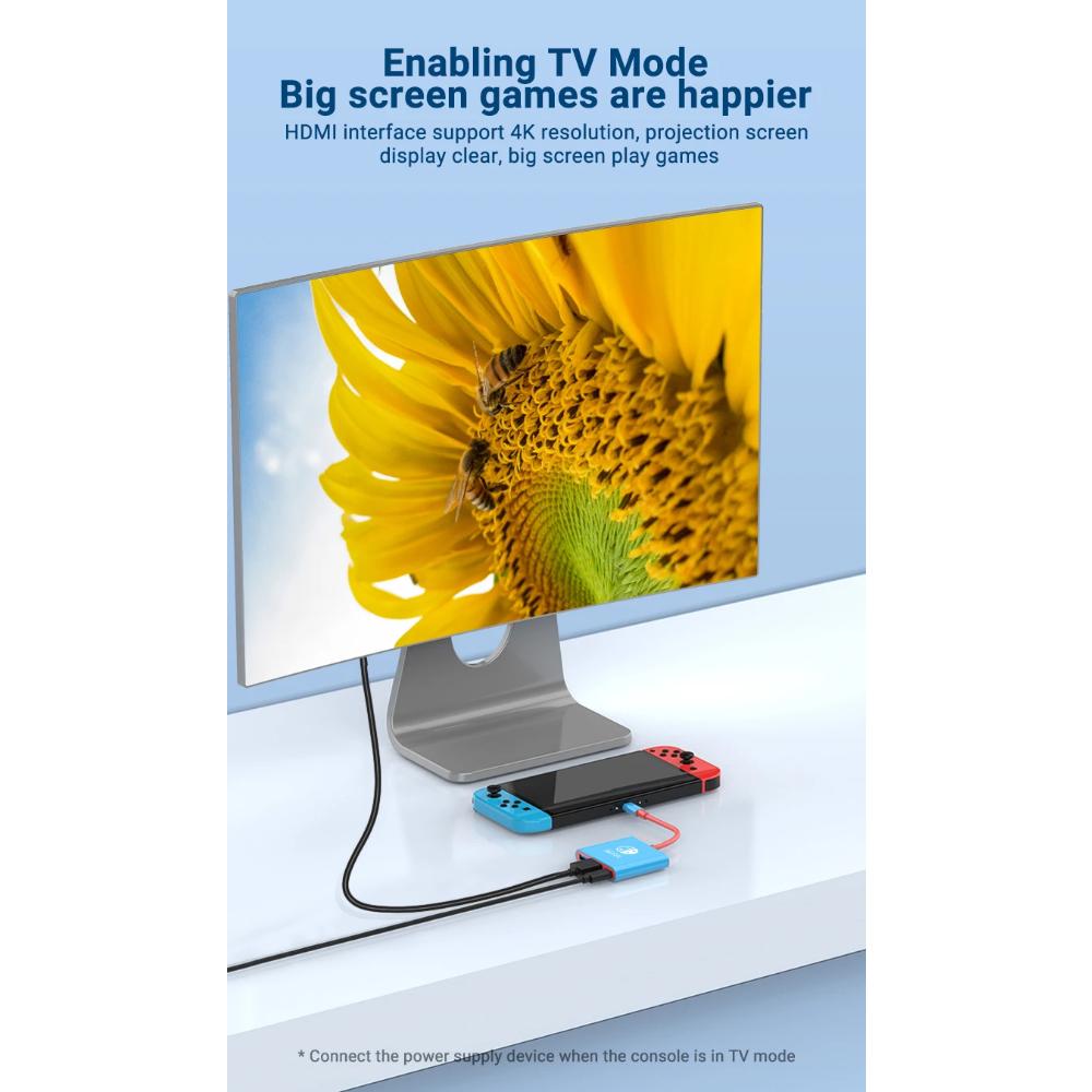 FOR Portable Nintendo Switch Docking Station TYPE-C Hub with HDMI and USB 3.0 Perfect for Travel and Gaming