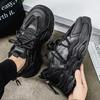 Herrenschuhe Sommer atmungsaktiv neue lässige schwarze Sneaker dicke Sohle erhöhend Papa Arbeitsschutzschuhe Mesh-Sohle