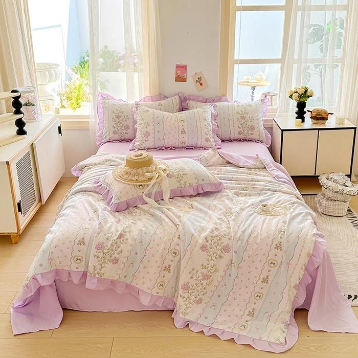 

2025 new skin-friendly washed cotton summer quilt printing air conditioner quilt summer cool quilt machine wash single double 150x200cm 1pcs
