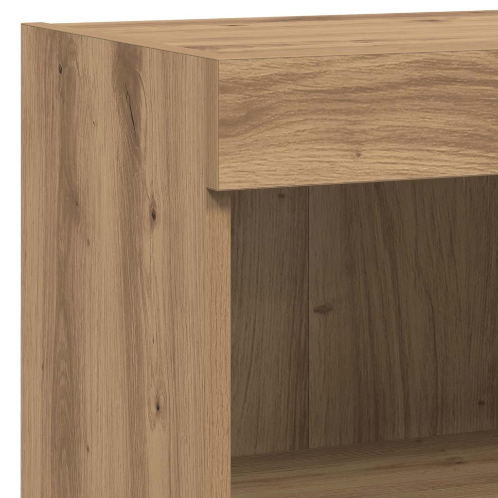 TV Wall Unit with LED Light Strips 6 pcs Reclaimed Wood Effect Particleboard