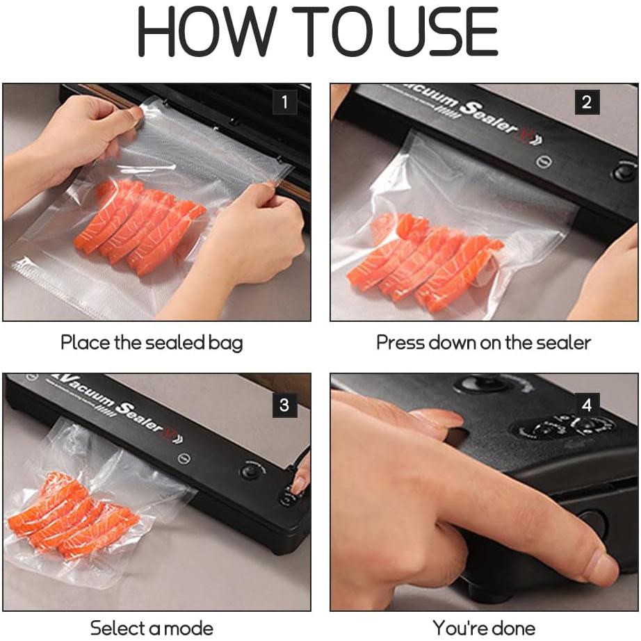 Vacuum Sealer Machine One-touch Automatic Food Vacuum Sealer Machine with 10 Vacuum Sealer Bags for Food