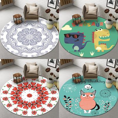 Colored Animal Geometric Printing Pattern Round Floor Mat Simple Household Room Living Room Decoration Door Mat and Floor Mat