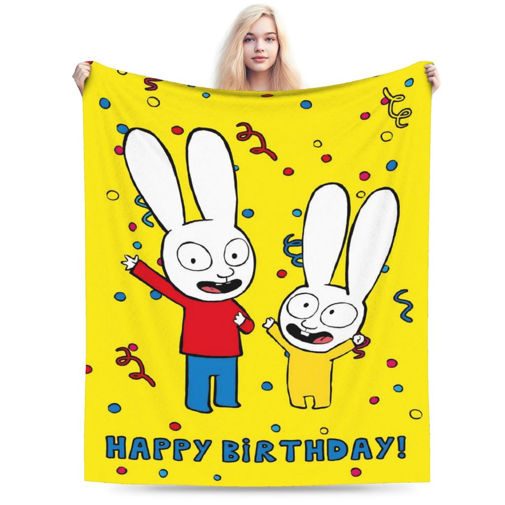 Couverture Polaire Simon Super Lapin Couverture Laine Légère Fine pour Chambre à Coucher Pièce de Tapis