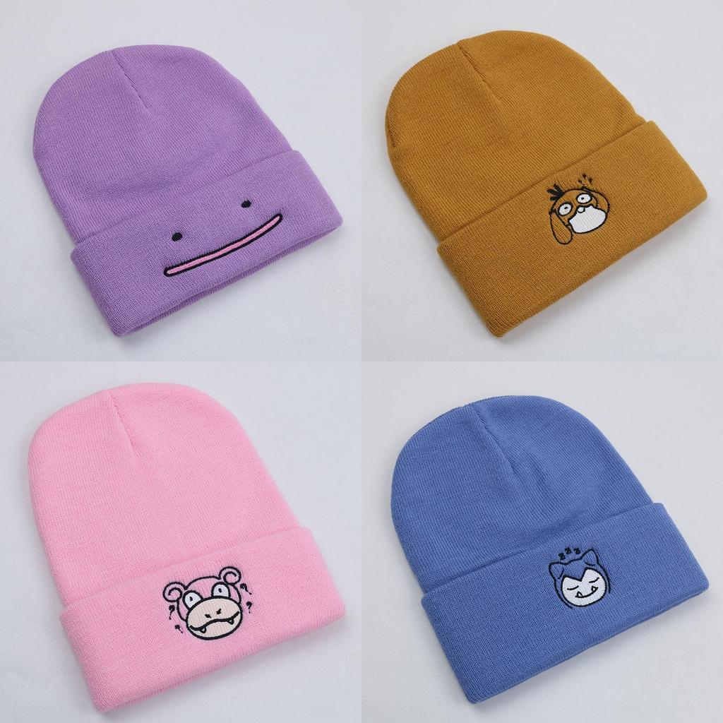Pokemon Psyduck Slowpoke Embroidered Knit Hat For Winter Warmth And Windproof Protection