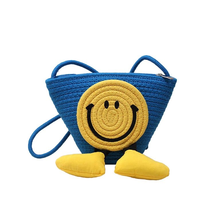 Color Woven Three-dimensional Smiley Face Bucket Portable Messenger Bag