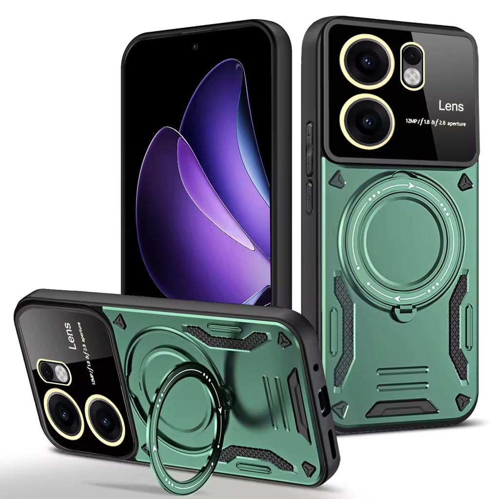 360° Magnetic Ring Stand Case With Camera Lens Protector For OPPO Reno 15 14 13 12 Pro F A6 Pro A6x A5 A5x 4G 5G Anti-Drop Cover