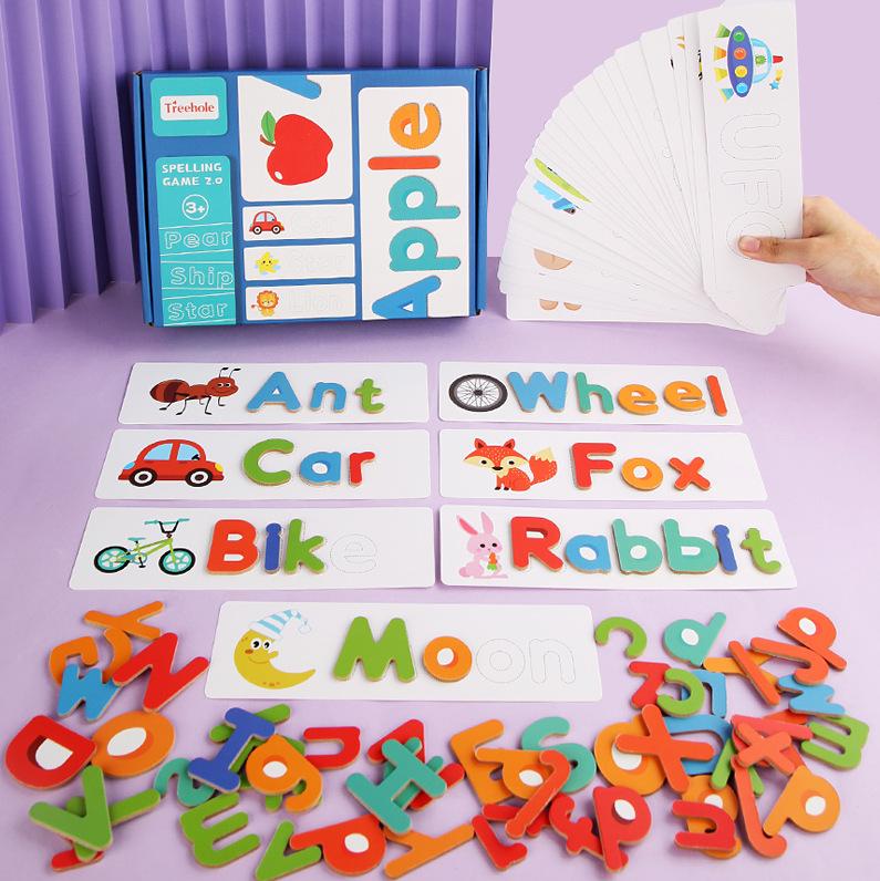 Cross-border Fun Wooden Word Battle Game: 26 Alphabet Matching Blocks Educational Toy