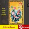 Double Fish and Lotus Flower Metal Sticker for Bathroom, Main Door, Kitchen, and Toilet