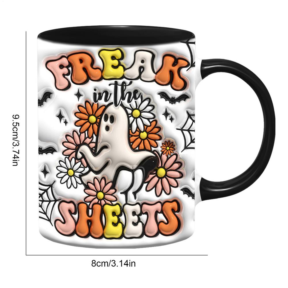 Creative Ghost Drinking Cup 3D Milk Mug with Handle Ceramic Tea Mug 350ml Spooky Espresso Cup for Coffee Tea Milk Beverages 350ml