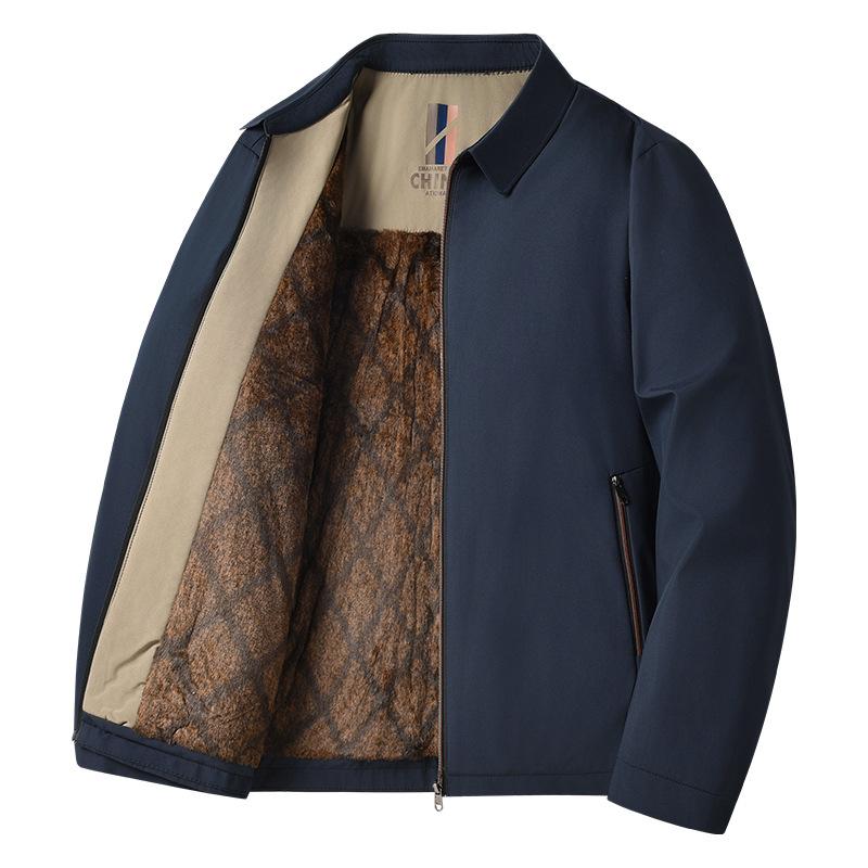 

Толстая куртка для мужчин среднего возраста, зимнее пальто с флисовой курткой для людей среднего и пожилого возраста L темно-синий