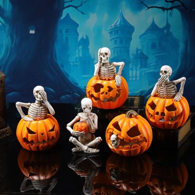 Halloween Skeleton Pumpkin Silicone Candle Molds for Ghost Pumpkin Crafts Gypsum Candy Making And Soap Crafting Decoration