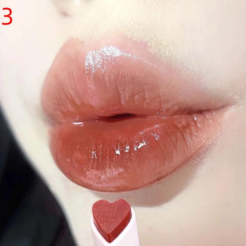 Water-Light Lip Glaze Mirror Glitter Lip Tint Long Lasting Moisturising Love Heart Shape Solid Lipstick Pen Lips Makeup Cosmetic