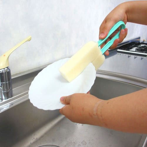 Azuma Industries Gosh Cup Clean Large G Green Dish Sponge, Cleans Both Sides by Clamping, for Mugs, Tumblers, and Dishes, Approximately 25cm Long