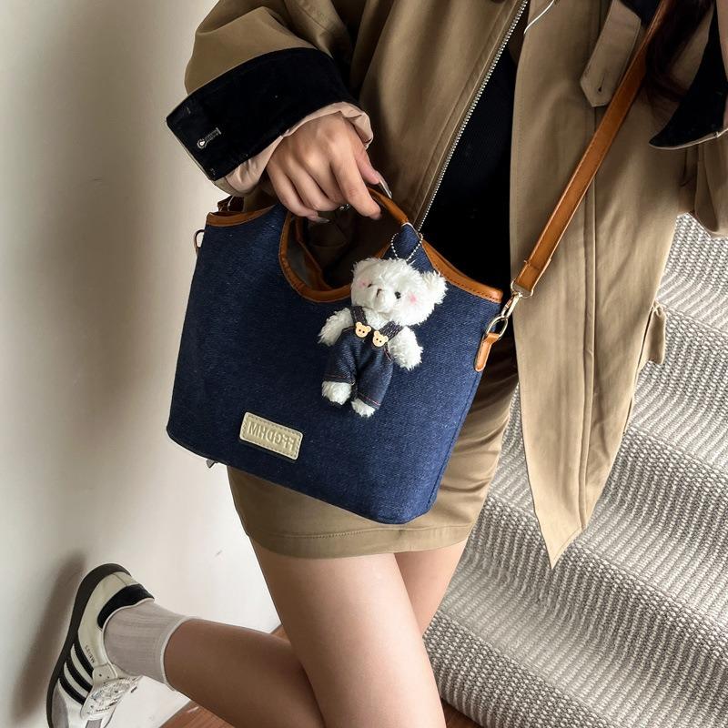 Premium handbag bag women's new popular denim shoulder bag fashion versatile messenger bucket bag