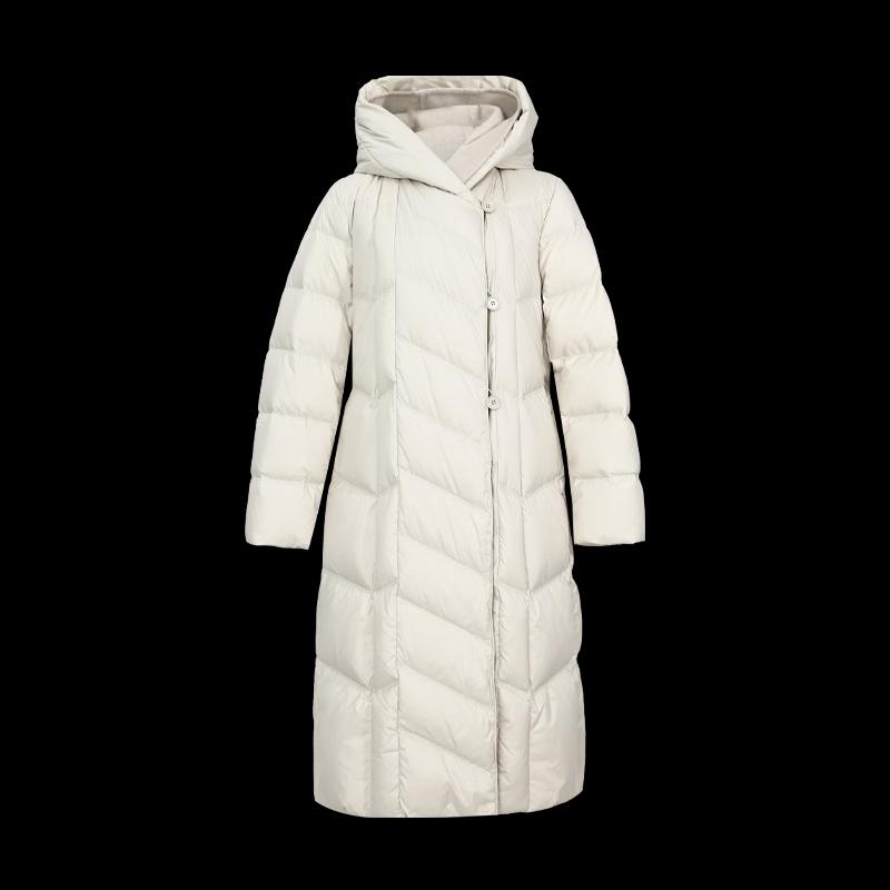 Tatue Women's Mid-Length Solid Hooded Down Jacket