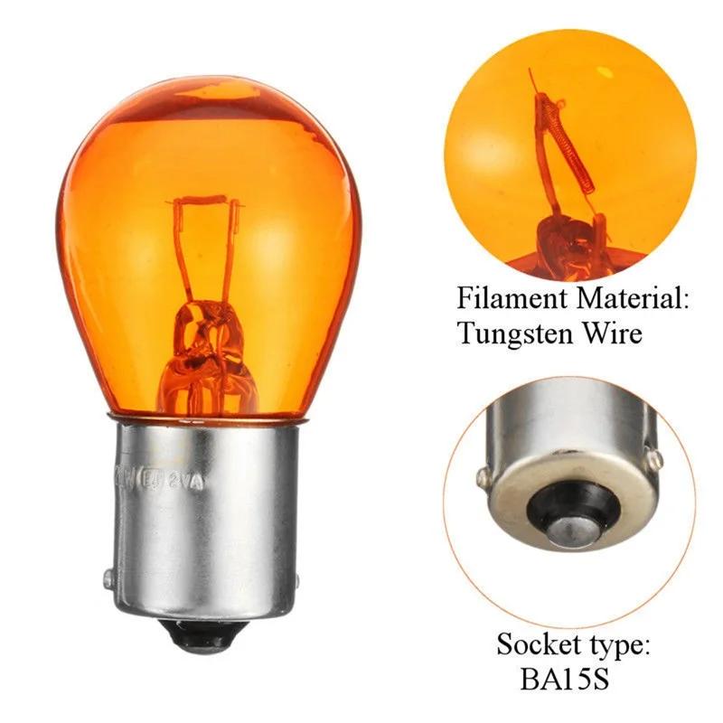 2 SZTUK 1156 BA15S Szkło Auto Samochód Stop Światło Hamulec Lampka kontrolna 21 W DC12V Biały Bursztynowy Żarówka Reflektora Światło Do Jazdy Dziennej