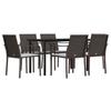 VidaXL Garden Dining Set 7 Pcs Cushions Wicker Steel 3186958