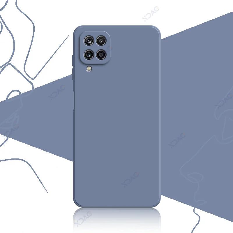 Modische Handyhülle für Samsung Galaxy A12 A22 4G 5G SamsungA12 SamsungA22 Quadratische Flüssigsilikon Weiche Rückseite Schutz