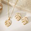 Oil Drop Earrings Necklace Two-piece Set Niche Design Sense New Turtle Bamboo Shape Commuter Versatile Jewelry Women