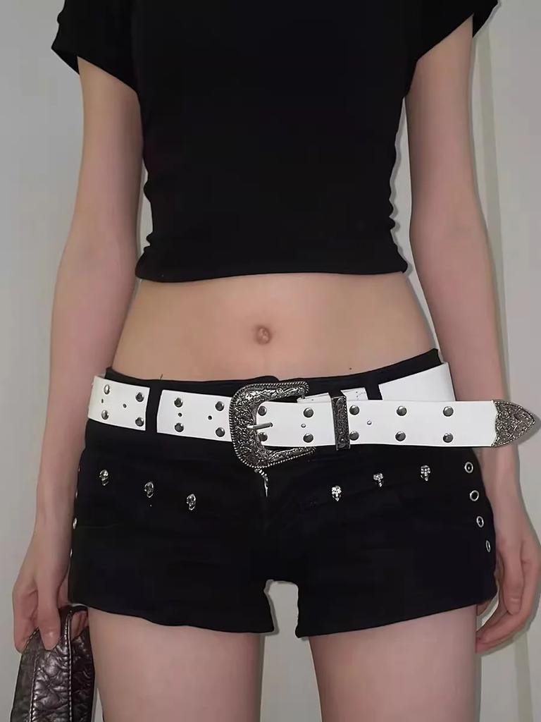 2026 New Black Fashion Retro Rivet Belt Women's Fashion Personality High-End with Jeans Belt Trend Style Women Belt