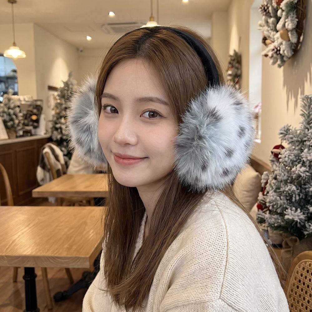 Leopard Imitation Fur Plush Earmuffs Y2k Ear Muffs Soft Ear Mask Winter