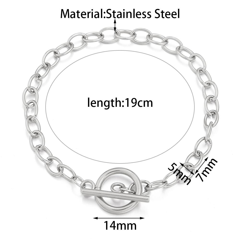 2pcs/lot Gold Color Stainless Steel Round OT Clasps Chain Bracelets For DIY Men Women Fashion Bracelets Jewelry Gift Accessories