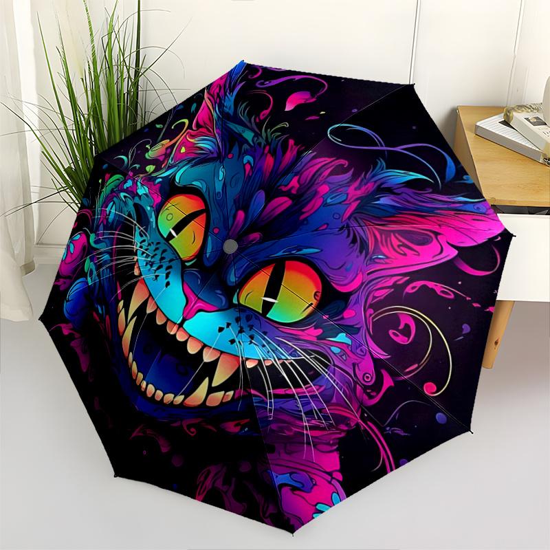 1pc Art Cat Automatic Umbrella Design, Cute Cartoon Pattern, Portable Outdoor Umbrella, Perfect, Holiday Gift for fans.A007