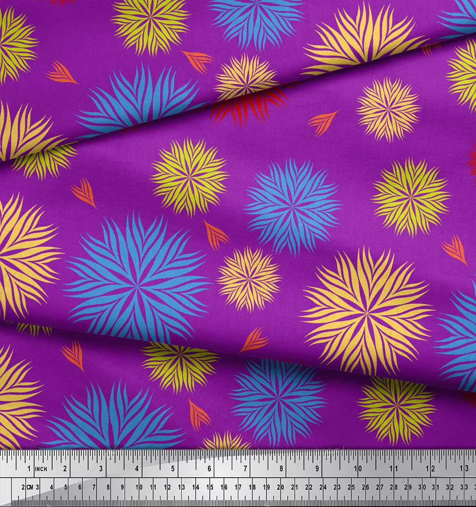 Soimoi Green Japan Crepe Satin Fabric Artistic Floral Print Fabric by the metre 42 Inch