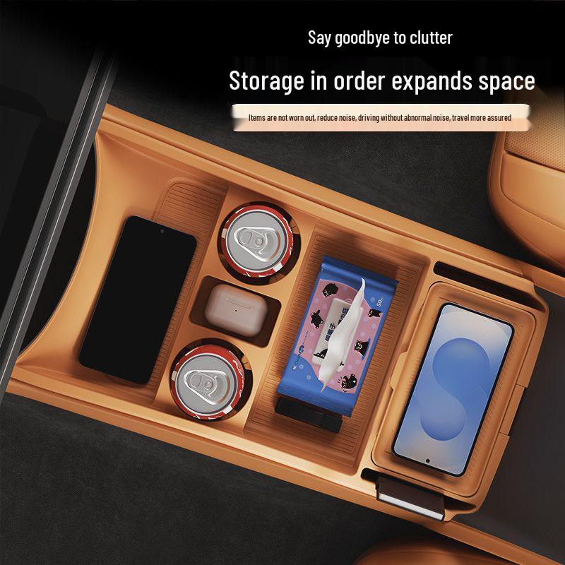 Compatible with 25 Li Auto i8 Models: Silicone Center Console Storage Organizer & Lower Box.