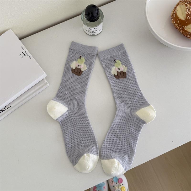 Damen Frühling und Sommer Dünne Atmungsaktive Mesh Cartoon Niedlicher Hund In Der Röhre Stapelsocken