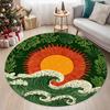 Retro Waves Print Round Carpet for Living Room Rugs Anti-Slip Foll Mat for Bedroom Sofa Table Home Area Rug  Rugs for Bedroom