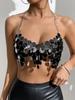 European and American New Ins Nightclub Sexy Sequined Backless Chain Women's Vest