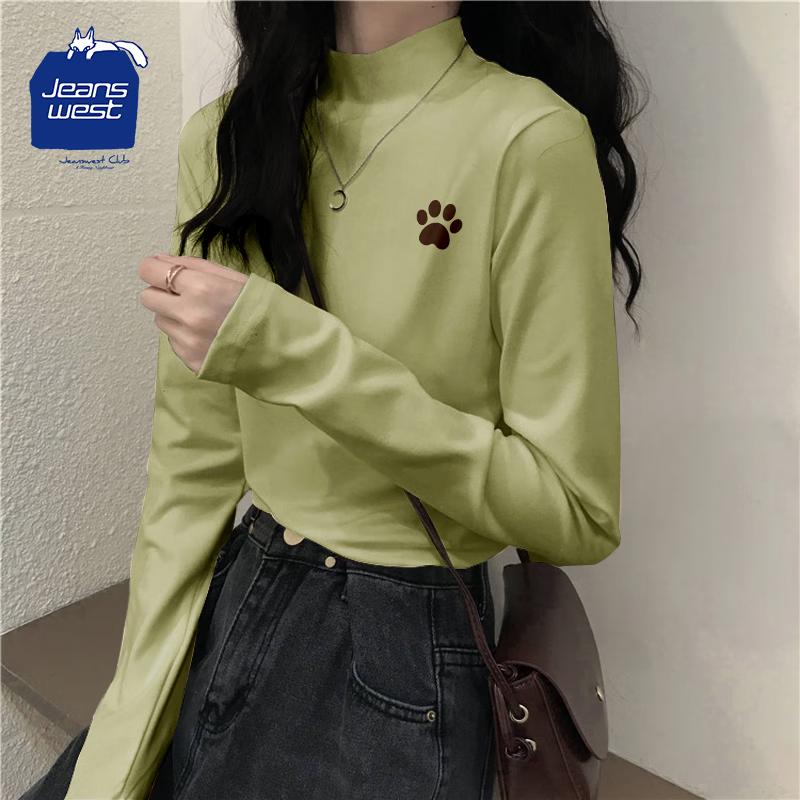 JEANSWEST CLUB Женский термальный топ с принтом кошек и воротником-стойкой XL