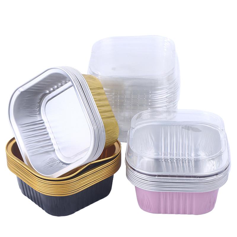 10Set Aluminum Foil Cake Container 325Ml Cake Pans Liners With Lids Heat-Resistant Foil Baking Cups Cake Pan Kitchen Tool