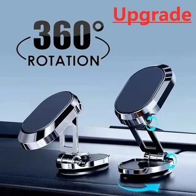 Metal Magnetic Car Phone Holder Folding Magnet Mount Mobile Cell Phone Stand Support for iPhone 16 15 14 13 Xiaomi Huawei