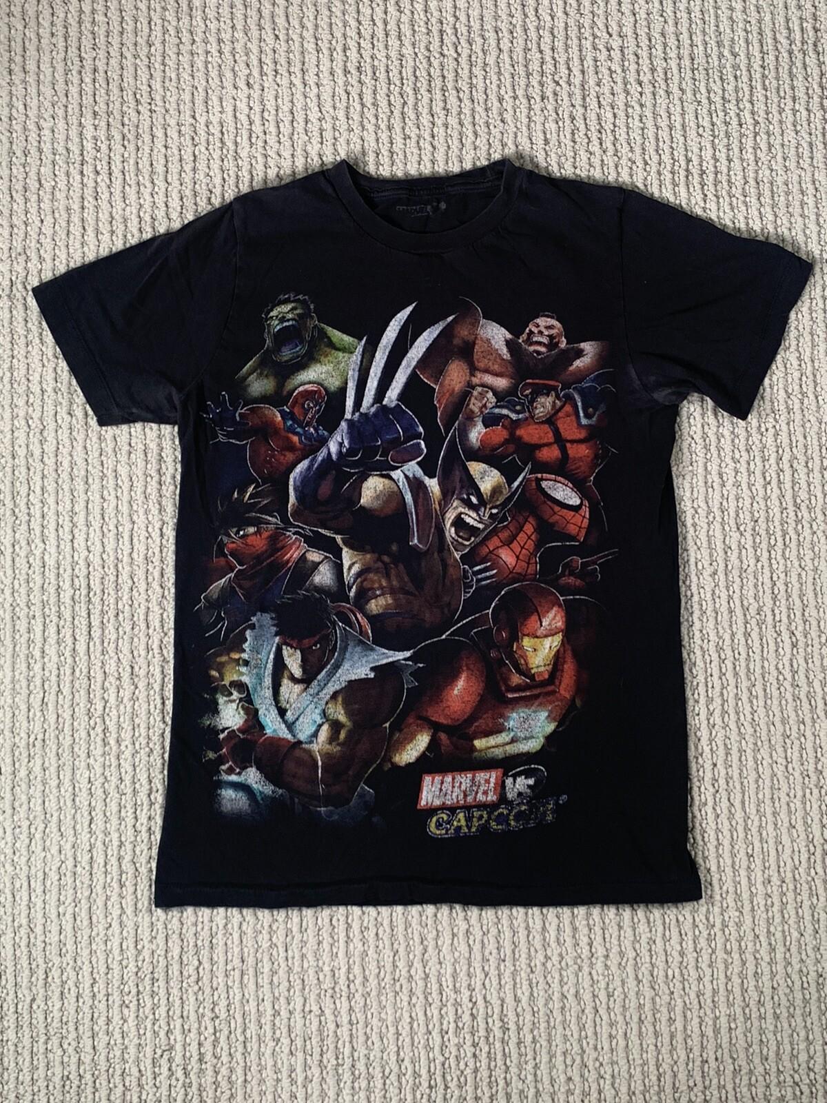 Marvel VS Capcom Mad Engine Adult Small Distressed Black Y2K Unisex T-Shirt XXL