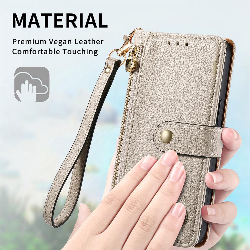 For Xiaomi 14T Pro Case RFID Blocking Zipper Pocket Leather Wallet Phone Cover with Strap