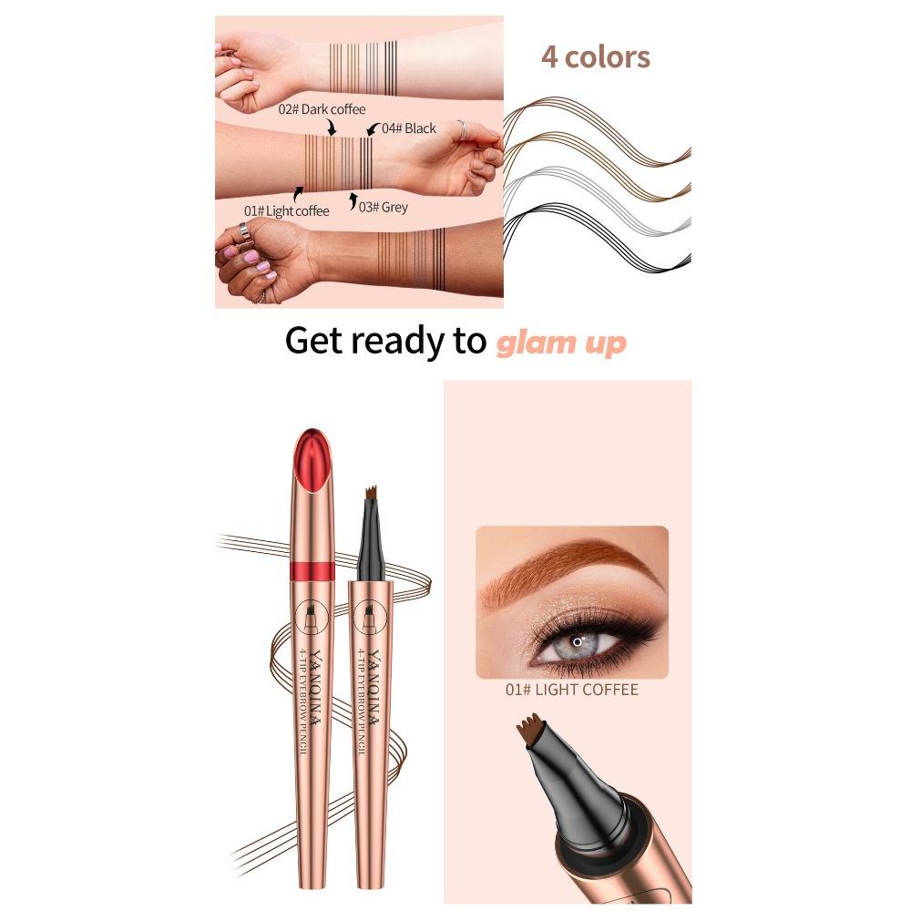 Tekutá tužka na obočí YANQINA Line Eyebrow Pen Čtyřvidličková tužka na obočí