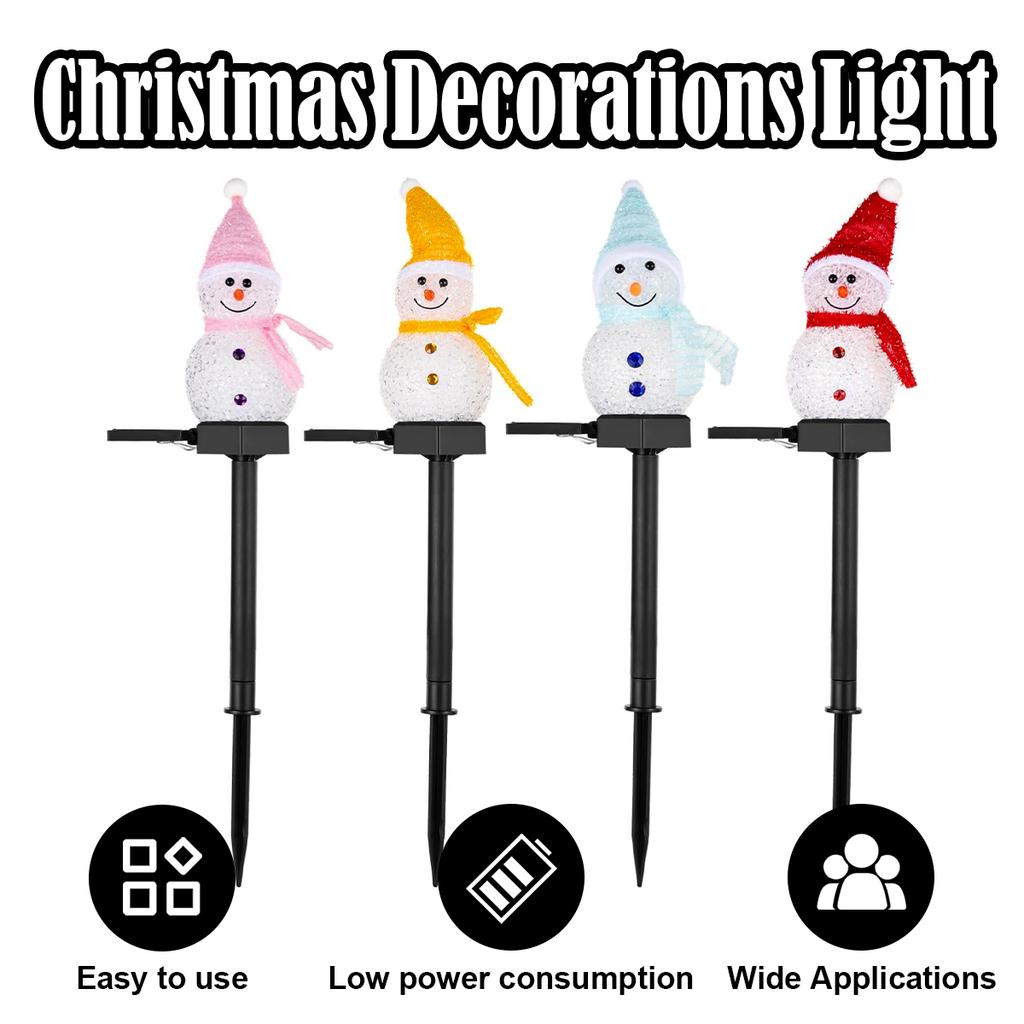 Christmas Solar Light For 4 Colors For christmas Lamp Decorative lighting Led Snowman light Garden Lights Ground plug Outdoor