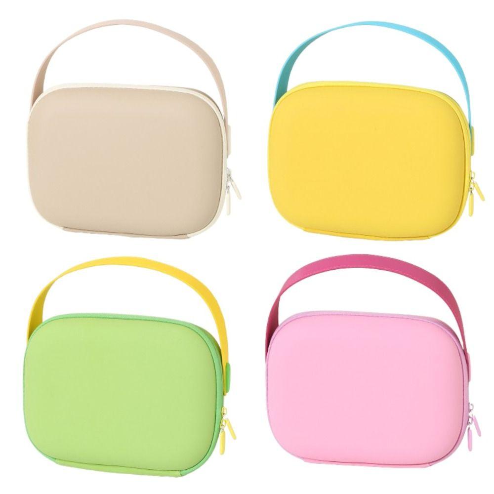 Handle PU Cosmetic Bag Candy Color Make Up Pouch Bag Makeup Case Portable Tote Bag Travel
