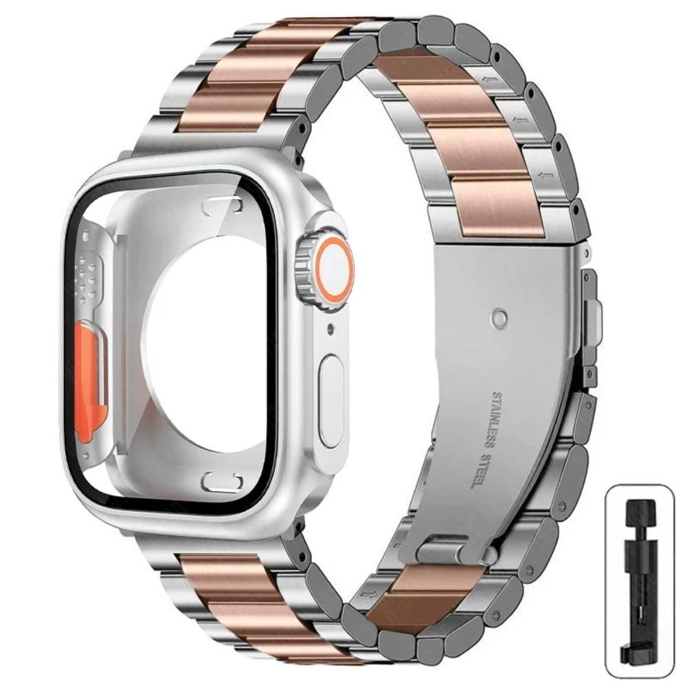 Strap+Case for Apple Watch 11 10 42mm 46mm 9 8 7 41mm 45mm Metal Band PC Case For  iWatch Series 6 5 4 SE 40mm 44mm Watchband