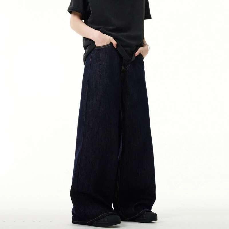 STREETRICH Simple Men's Denim Pants Vintage Washing Wide Leg Loose Jeans Casual Straight American Style Male Trousers New