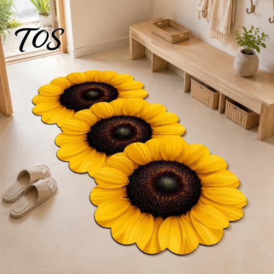 Anti-slip Mats for Bathroom Flowers Rug, Diatomaceous Earth Bath Mat, Super Absorbent Non-slip Water Bedside Rugs Floral Rose Sunflower Mat