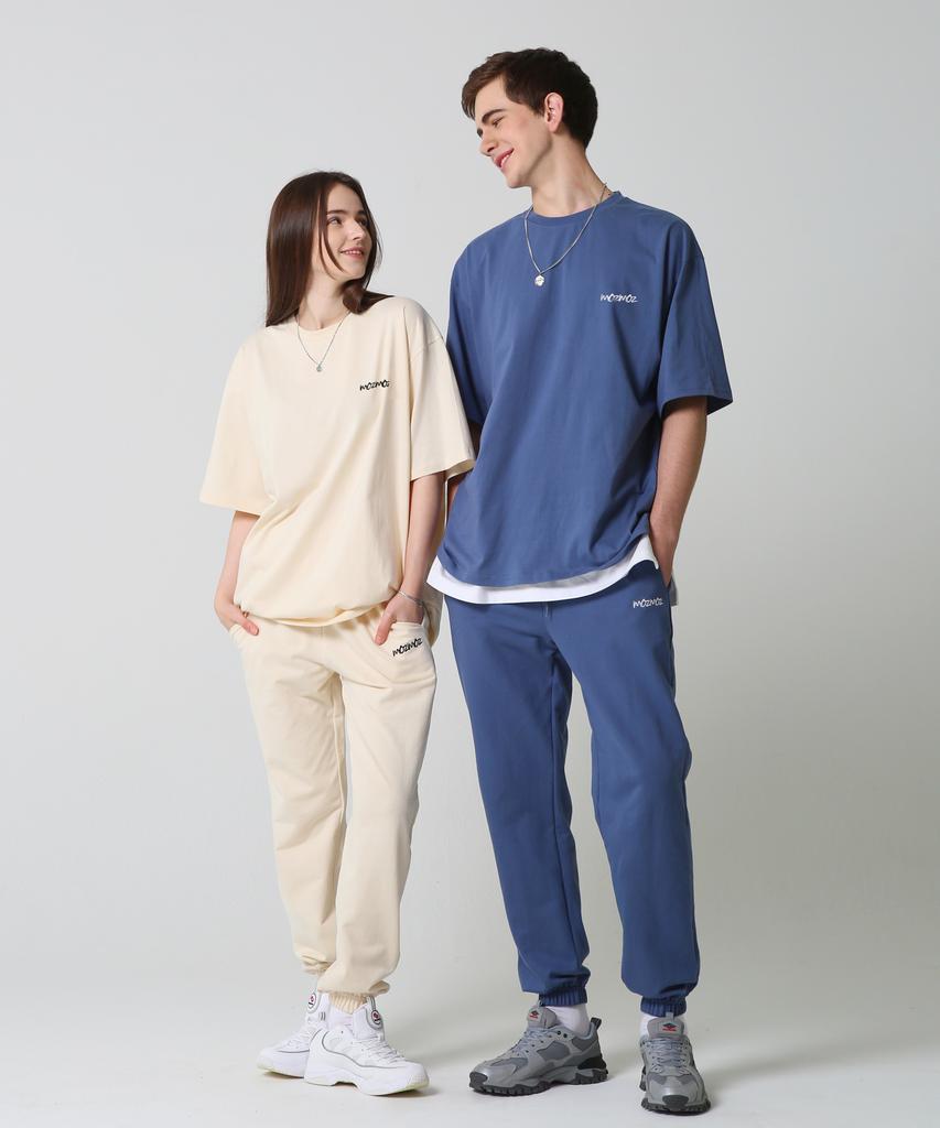 MOZMOZ [Set] 5-Color Chip Short Sleeve Jogger Tracksuit Set Plus Size