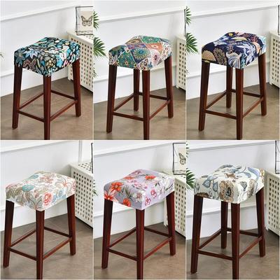 Stool Cover Rectangle Bar Chair Covers Counter Saddle Seat Cover Stretch Bench Seat Slipcover Furniture Protector Pastoral Style